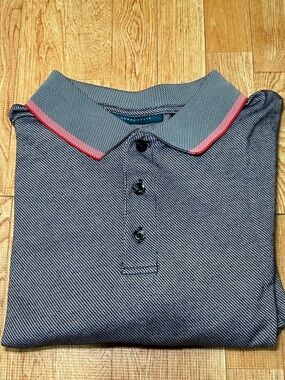 Perry Ellis Gray Polo Shirt Size Medium – Classic Fit with Contrast Collar